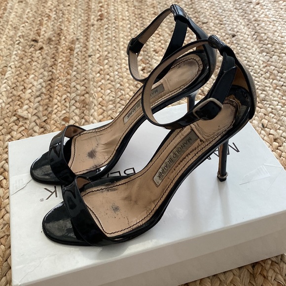 Manolo Blahnik Chaos Patent Leather Sandals - Picture 5 of 8